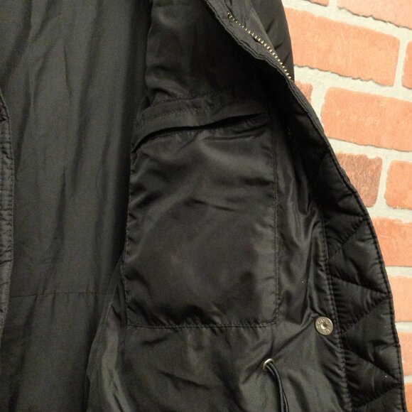 J Crew Womens Down Puffer Coat Size L Black Midi Length Zip Up Winter Jacket - Picture 6 of 8